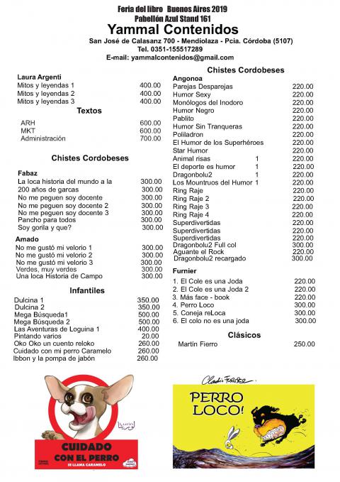 Lista de Precios Vigentes para FILBA 2019