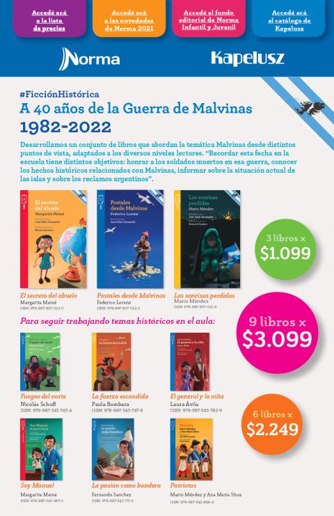 9 libros de Ficción Histórica: San Martín, Belgrano, Güemes, Azurduy, y 40° años de la Guerra de Malvinas