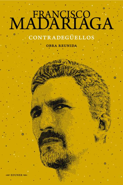 CONTRADEGÜELLOS presenta en dos tomos, por primera vez reunida, la obra poética de Francisco Madariaga. El Tomo 1 lo constituye El tren casi fluvial, primer compendio de sus poemas realizado en 1988 por el prestigioso sello editorial Fondo de Cultura Económica; el Tomo 2 reúne los libros posteriores, agrupados bajo el nombre Criollo del universo. La edición suma además textos dispersos e inéditos, fotografías, facsímiles y el CD Sin limosna de imágenes, con la voz de Madariaga y de los poetas que participar