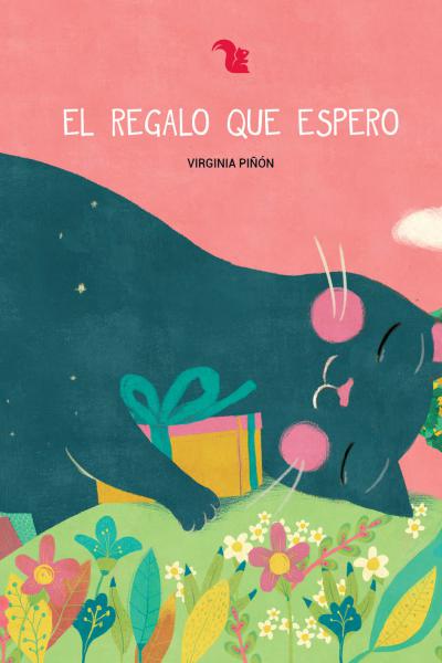 Un gatito abrazando un regalo