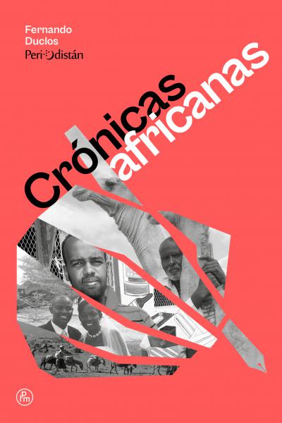 Portada de Crónicas africanas, una mano escribiendo creada a partir de fragmentos de fotos de África